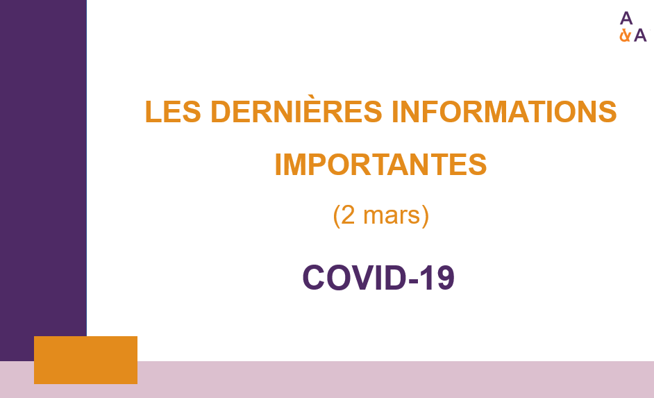 Coronavirus : Communication du 2 mars 2021